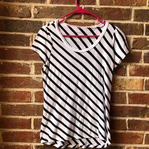 Used Ladies White & Black Striped Shirt